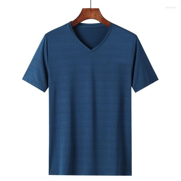 Camisetas masculinas Moda de verão Homem Men V-Shirt Sport T-shirt Camiseta de manga curta Cor de cor sólida casual solto rápido seco