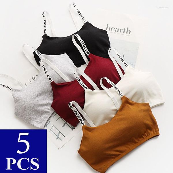 Bustiers Corsetsets 5pcs Mulheres esportivas Top Top Top Feminino Push Up Up Brassiere Sexy Lingerie Ladies tops Tank Bra de algodão macio sem costura