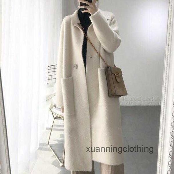 Mulgamento genuíno Sweater Women Women Pure Cardigan Jacket Jacketn Winter Long Peur Casat Frete grátis O759