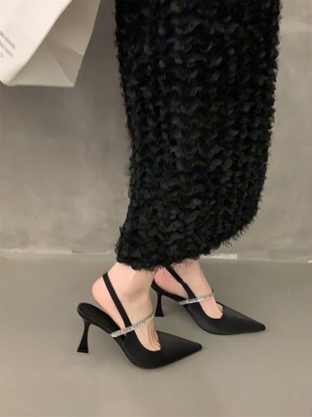 Отсуть туфли 2023 Весна Французский стиль красивые сандалии с юбкой черные высокие каблуки женский сингл Мэри Джейн 230818