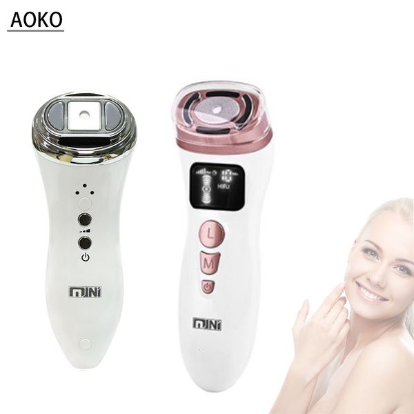 Massageador de rosto Aoko Mini Radio-Frequency Ultrassonic Machine EMS Micro Corrente Instrumento de Beleza Firmando Cuidado da Pele Tool Anti-Risket 230818