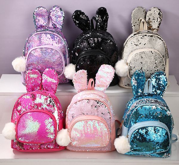 Bolsas escolares à prova d'água para crianças vendem estilo de coelho para crianças de aprendizagem de lantejoulas de lantejoulas de meninos e garotas Backpack 230818