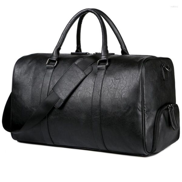 Duffel Borse Uomini Viaggi d'affari Big Borsa morbida PU PULLA PULLA STANTE MASCHIO SPORT SPORT ALL'ALLENTE CROVE CROVE CROVE