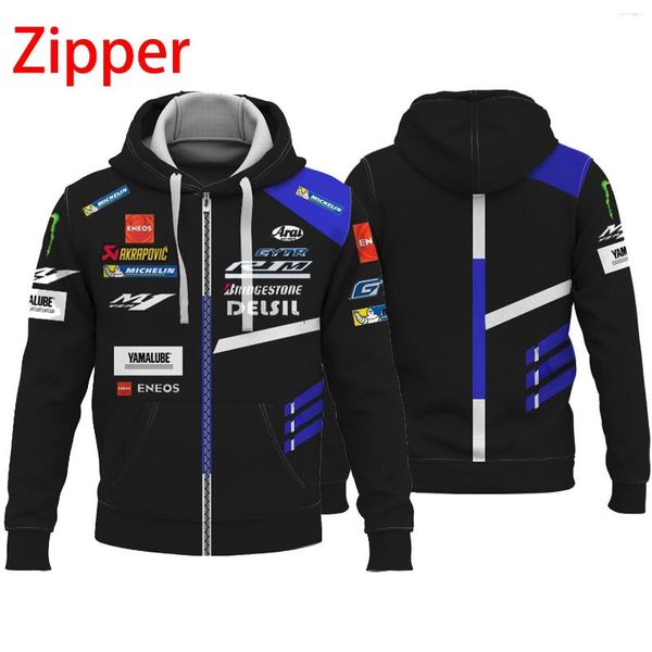 Erkek Hoodies Blue M1 Hoodie Motosiklet Yarışı Ceket Günlük ve Yamaha Zipper Sweater Külot