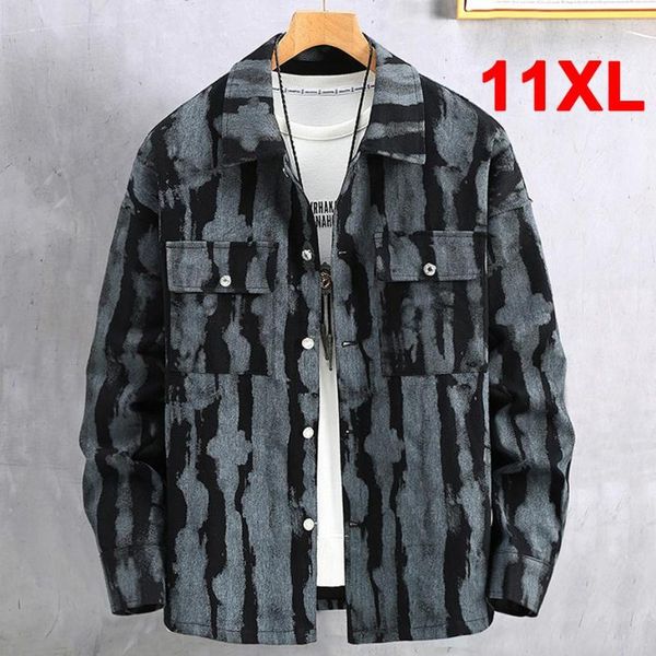 Herrenjacken Krawatten-Dye-Denim Jacke Männer plus Größe 10xl 11xl Schichten Männlich modische Streetwear Big Coat Frühling Herbst