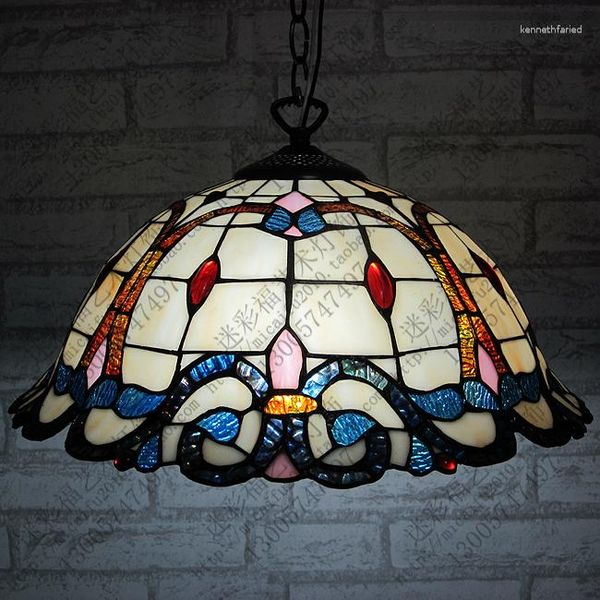 Anhängerlampen 16 Zoll Tiffany Barock Buntglas Hängnis Leuchten E27 110-240V Kettenlichter für Heimdarm-Esszimmer