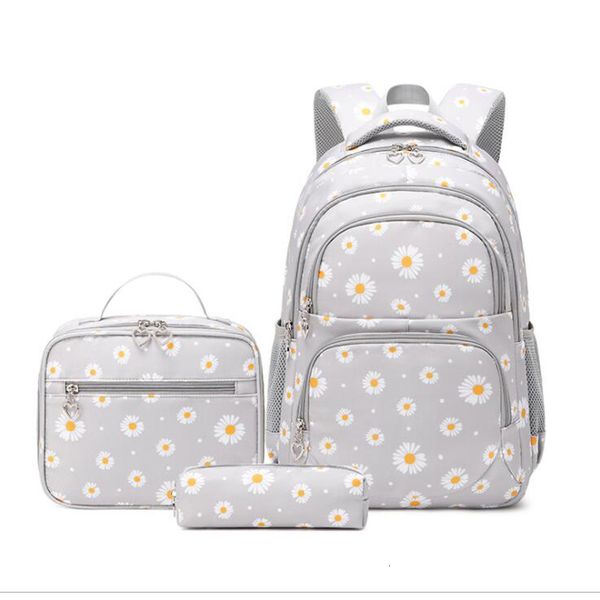 Schulbeutel 3 PCsSet -Tasche für Mädchen Kinder Rucksack Schulbags Teenage Lunchbox Child mit Bleistiftkoffer Kinder 2023 Black 230818