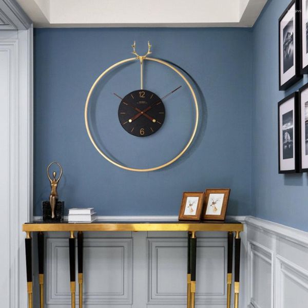 Orologi da parete un unico orologio per la casa decorazione art deco soggiorno oro rotondo moderno silenzioso nero decorativo saat