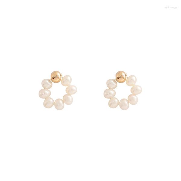 Orecchini per borchie Lii Ji Pearl 14K Gold Pieno senza dissolvenza in stile Corea Simple Women Gioielli Regalo di San Valentino