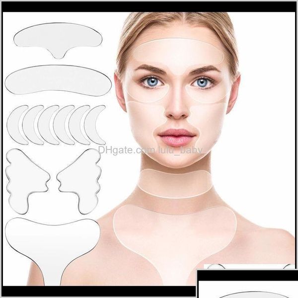 Dispositivos de cuidados com o rosto 16pcs 11pcs adesivos finos reutilizáveis ​​linhas de lasca facial de lasca de pele de fita adesiva linhas de sorriso anti -escrivão Dhnth