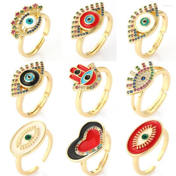 Cluster Ringe böse blaues Auge für Frauen und Männer Schmuck 2023 Bijouterie Bohemian Style Paare eröffnen Halloween Vintage Retro Mode