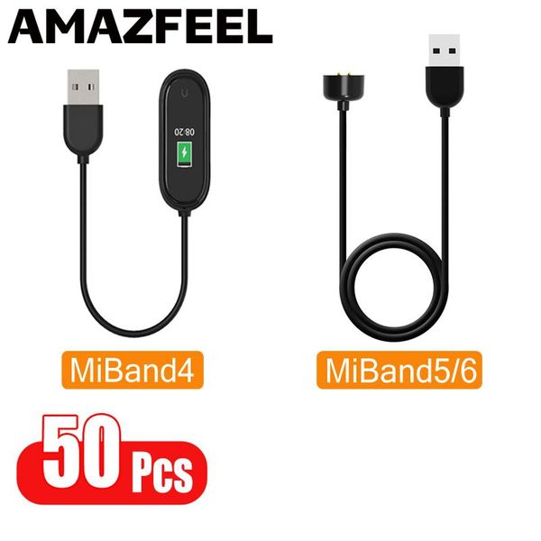 Acessórios 50 unidades/pacote carregador para xiaomi mi banda 6 5 miband 5 4 pulseira cabo de carregamento usb para miband 5 4 carregador linha cabo