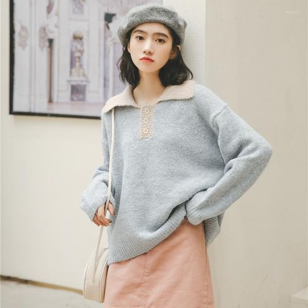 Maglioni femminili harajuku kawaii di moda coreana autunno donna 2023 personalità invernale vintage dolce bottoni amici maglione