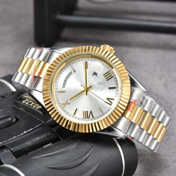 AA Мужские часы Week 42 мм Серебряный браслет Водонепроницаемый день свидания Браслет из нержавеющей стали Модельер наручные часы Ro2 роскошные кварцевые часы