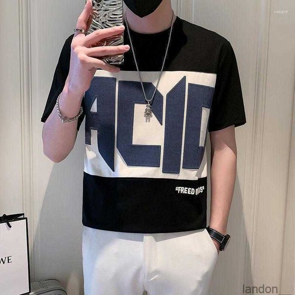 Magliette da uomo a magliette a manica corta Letter-Shirt abbigliamento per camicia da camicia 2023 Pallover casual oversize estivo T-shirt coreano