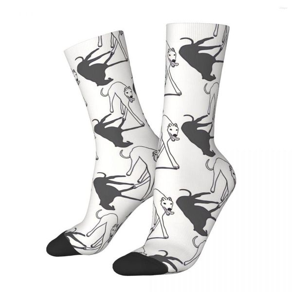 Meias masculinas Shadow Geryhound Greyhounds Dog Unisex Winter Running Happy Street Style Sock Crazy Sock