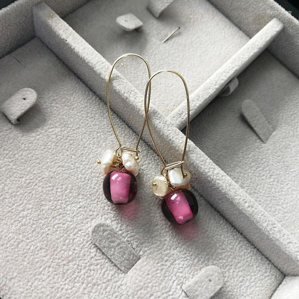 Orecchini a pennagliera Vansey Vintage Fashion fatti a mano Accessori in vetro di ciliegia perla naturale per donne 2023