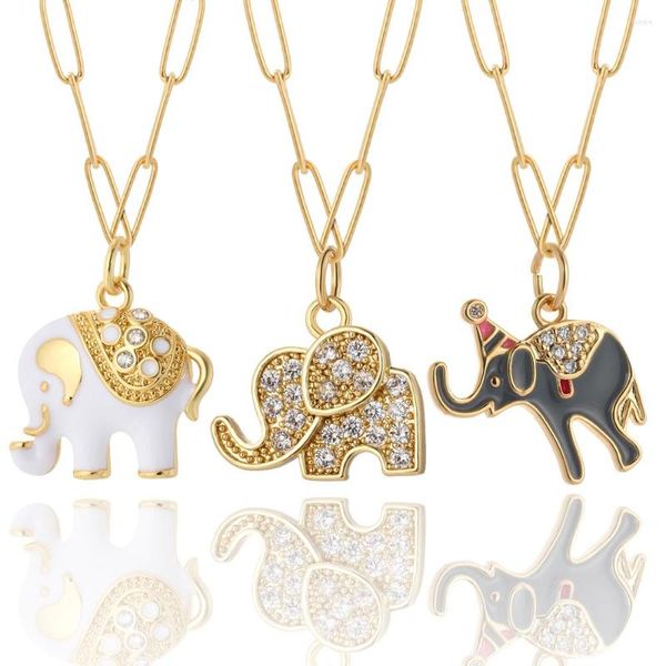 Anhänger Halsketten süße Elefanten Halskette für Frauen Hummerverschluss Goldfarbe Verstellbare Edelstahlkette Kupfer Mode Collares 2023