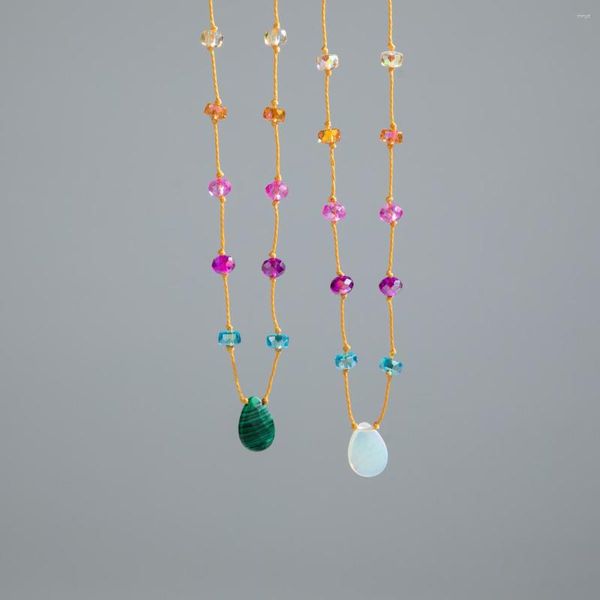 Anhänger Halsketten Ins Mode kreative Multi -Farbkristall -Stein -Halskette Persönlichkeit Trend Charm für Frauen Romantische Prom -Schmuckgeschenk