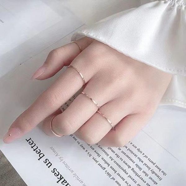 Anéis de casamento simples 1mm de titânio fino aço delicadamente empilhado anel de casal ring feminino de moda masculina amante de jóias de dedo jóias 2023