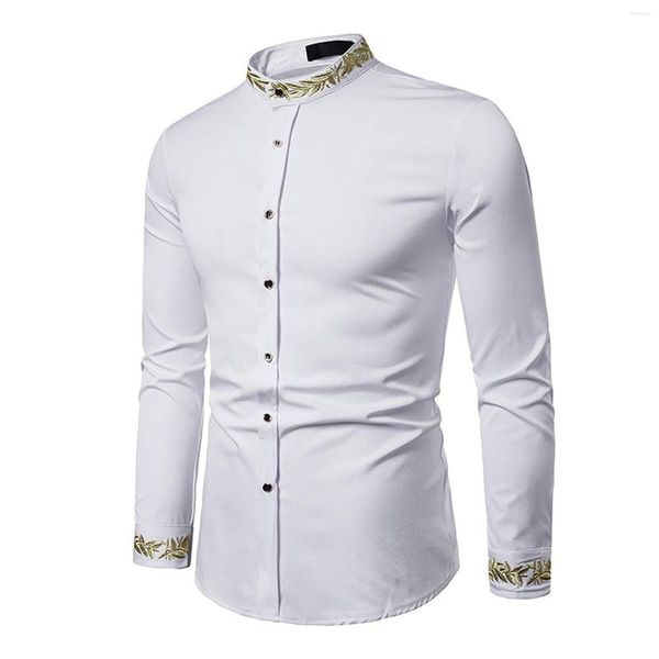 Camisetas masculinas Terno para o corpo adulto Men estilo moda moda bordada manga longa de manga impressa blusa de camisa mangas para