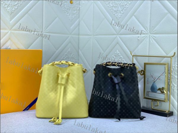 M22598 M22599 Signori da donna Fashion Design Casualmente Borse per secchi di lusso Luxe Pulnelli Croce Top di alta qualità 7A Neonoe Mm Borse Borsa Cascia Giallo nero