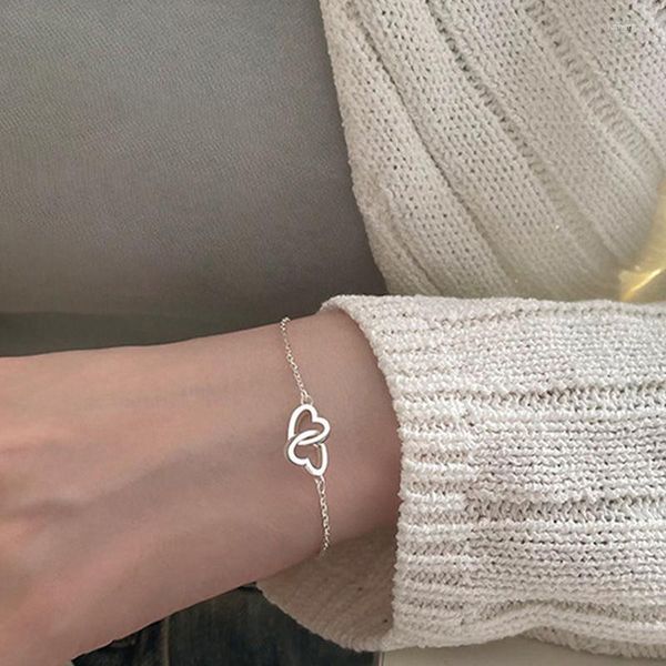 Charm Braceletts Elegante Frauen Doppelte Herzbilder