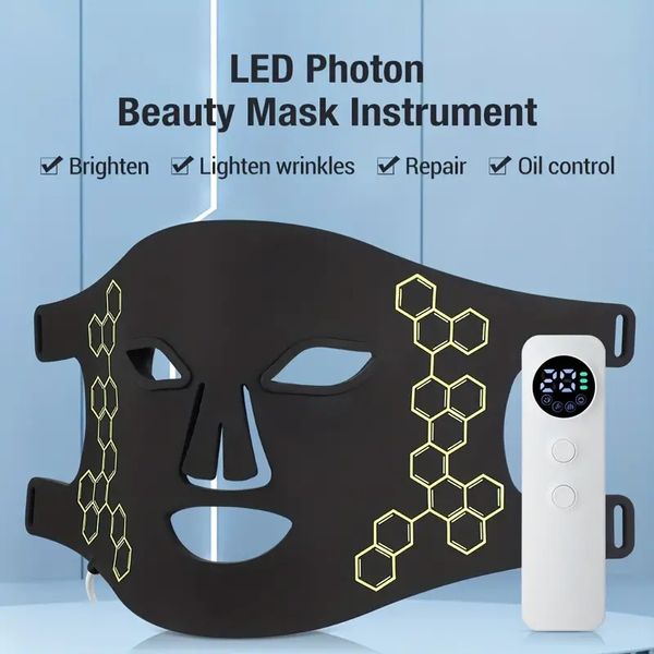 Strumento di maschera da beautiuy a LED, 4 modalità 216 perle lampade per la cura del viso intensivo, luce rossa blu per maschera di fotoni - maschera per la cura della pelle per viso e collo