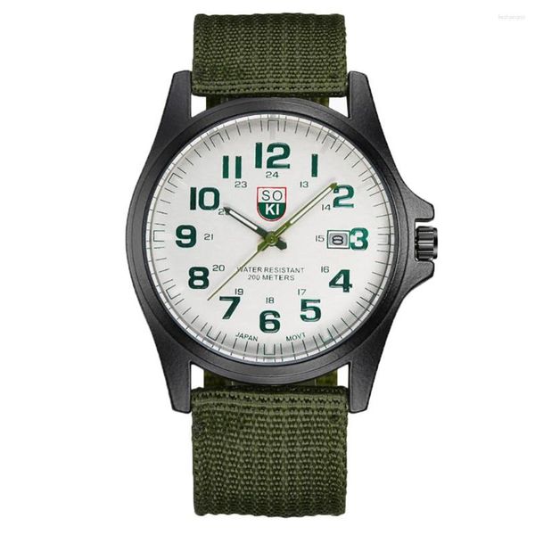 Armbanduhrenbeobachter Männer Militär Uhr gewebter Nylongürtel Kalender Quarz Fashion Watches für Männer kostenlos versenden relogio