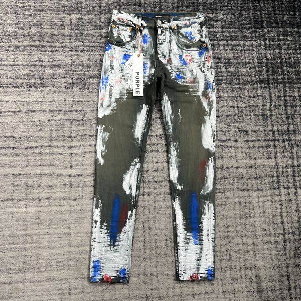 ROXO-BRAN * Masculino Designer Antienvelhecimento Slim Fit Jeans Casual PU2023900 Tamanho 30-32-34-36