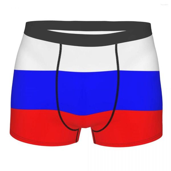 UNDUPTS Seksi Boksör Şort Panties Kılavuzlar Erkekler Rusya Bayrağı Homme için Yumuşak Yumuşak