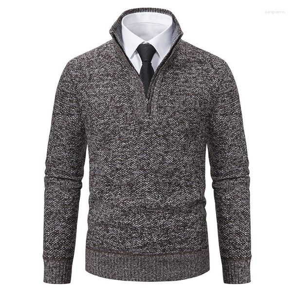 Sweaters masculinos Autumn e inverno estilo coreano Men Sollover sólido Sweater Casual Sweetshirts Zipper Knit