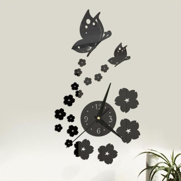 Relógios de parede 1 Definir uma decoração autoadesiva do relógio atraente Efeito visual 3D de alta precisão