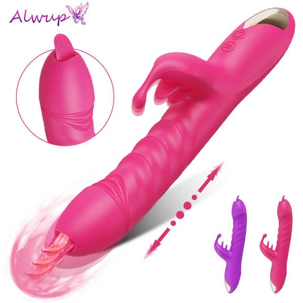 Vibratori che spingono g spot di coniglio di coniglio vibratore leccarsi donne vibranti rotanti abbina giocattoli sessuali adulti clitoride femmina