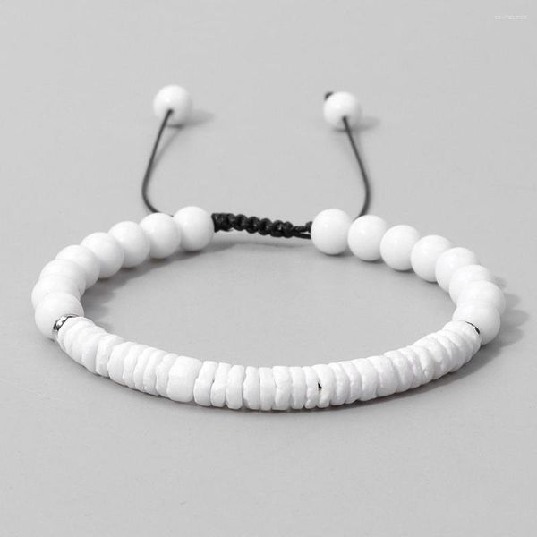 Strand Naturstein Agenates Armband Mutter von Perle Flat Roundelle Shell Perlen Armbänder Mode verstellbare Seilschmuck Männer Frauen Frauen