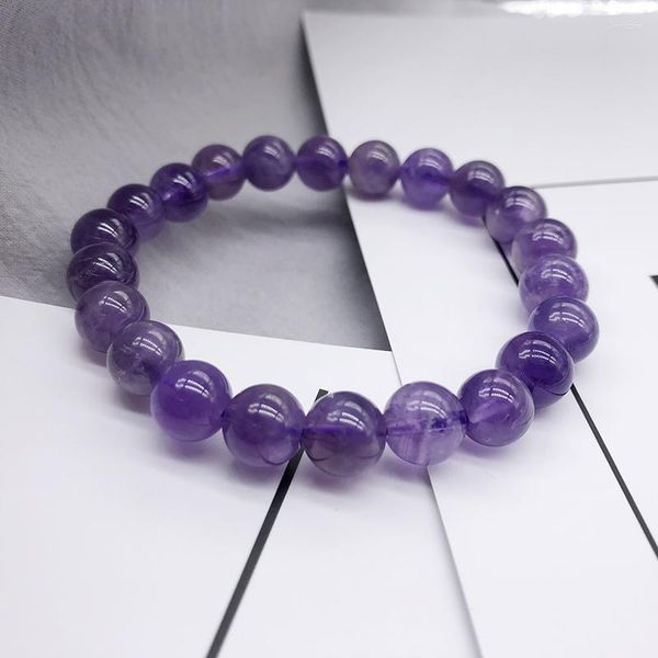 Strand Ametisti naturali Bracciale di quarzo Bracciale Purple Energy Gem Stone Women Belier Gioielli per il regalo perline