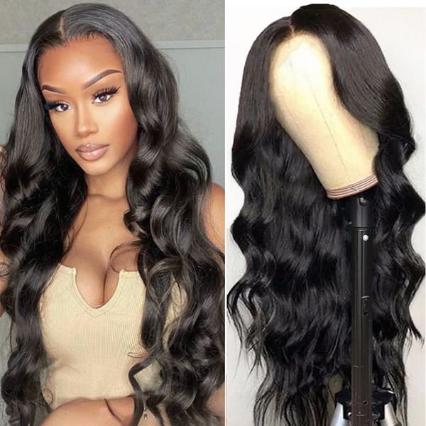 Cabelo de onda corporal Frente Human Human Wigs 220%Densidade 13x4 HD Lace Transparente Perunte frontal pré -explodido 4x4 Wig de fechamento de onda corporal brasileira