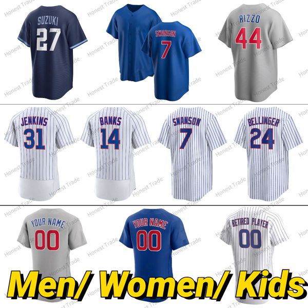 Männer Frauen Kinder 31 Fergie Jenkins Jersey Baseball Nico Hoerner Seiya Suzuki 16 Patrick Wisdom Ian Happ 14 Ernie Banks Dansby Swanson Nelson Velazquez Cody Bellinger