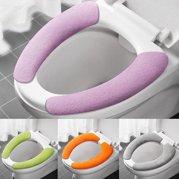 Tuvalet koltuk kapakları 1 pair yeniden kullanılabilir sıcak peluş dolgulu yıkanabilir banyo paspas kapağı pedi sağlık yapışkan yastık ev malzemeleri