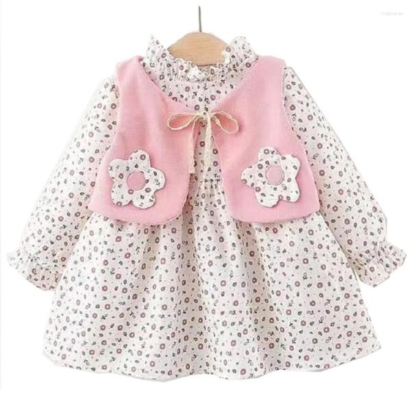 Roupas Conjuntos de 1-6 anos de outono Inverno nascido Roupas de menina 2pcs Definir coletes de manga longa vestir roupas infantis