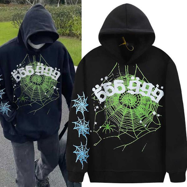 INS MEICHAO SP5DER 555555 Spinnen Web Plüsch Hoodie gedruckt Männer und Frauen übergroße Hoodie für Frauen