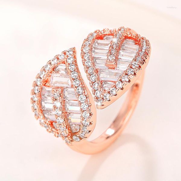 Обручальные кольца Caoshi Великолепные яркие цирконии кольцо женская форма листьев дизайн листьев