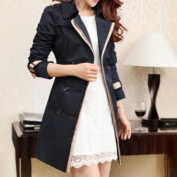 Frauen Trench Coats Ladies Herbst Winter Maxi Revers Langarmant