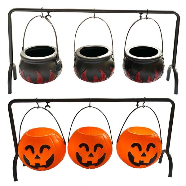 Andere Event -Party liefert Halloween Dekoration Dekorationen Set mit 3 Hexen Kessel. Schalen auf Rack schwarzer Plastik -Hocus Pocus Can 230818