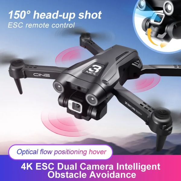 DRON Camer Profesional 4K HD 1080P Câmera Mini drone para iniciantes Drones iniciantes Localização de fluxo óptico GPS 3Sided Efvancety Evite Quadcopter Toy Racing Drones FPV Z908