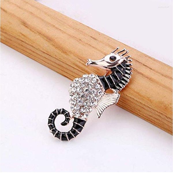 Broschen Design hochwertiger Strass und Perle für Hochzeit Seahorse Brosche Pin