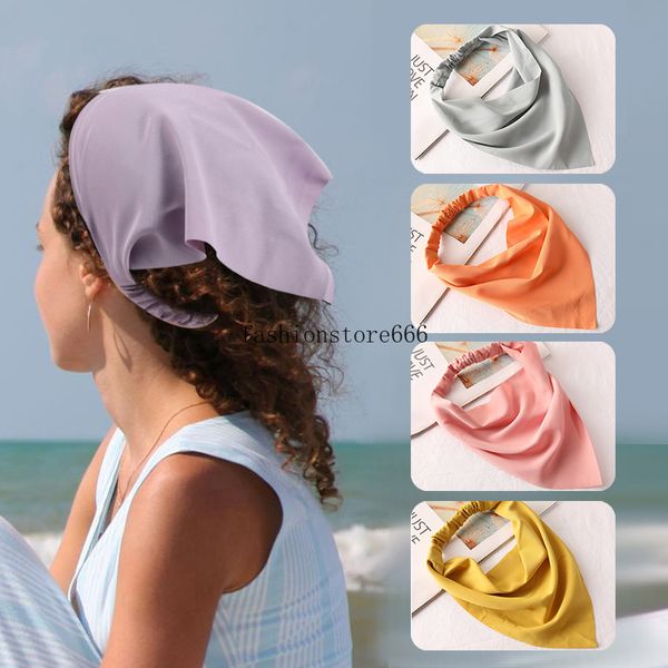 Summer vintage Solid Woman Girls Head Scarf Triangle Bandanas Women Elastic Cascia per capelli Accessori per capelli Ornamenti per copricapo