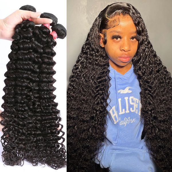 Loose Deep Wave 36 38 40 Zoll 3 4 menschliches Haar Bundles Brazilian Remy Haar 100% Weben Wasser lockige Bündel Erweiterungen