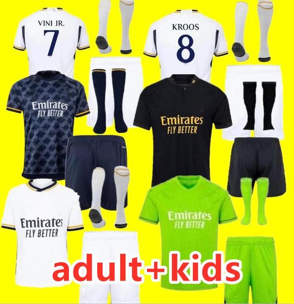 2023 2024 Bellingham Rodrgo 23 24 Maglie da calcio del Real Madrid Shirt Vini Jr Camavinga Arda Guler Modric Valverde Camiseta Adult Kid Kit Courtois 8888999