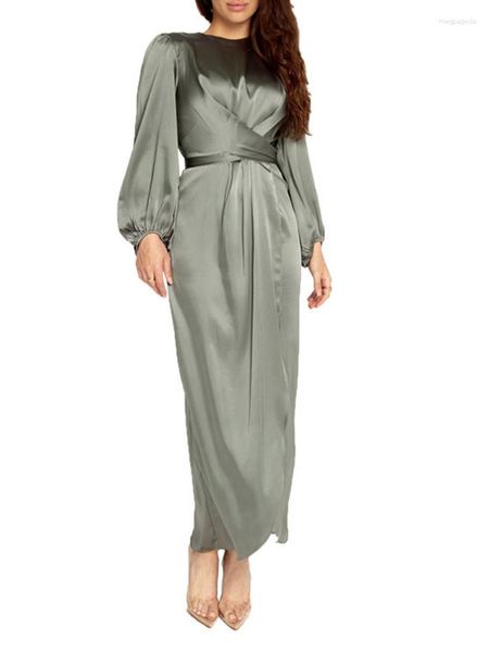Abbigliamento etnico S-2xl Abayas Donna nera Satin Abaya Donne musulmana Dubai Turchia Hijab vestito da donna Jalabiyat Ramadan 2023 Abayat Robe